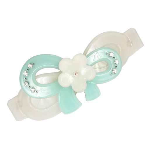 Haarclip, Haarspange, Acryl, Strass, grün, creme, 8549 - zum Schließen ins Bild klicken